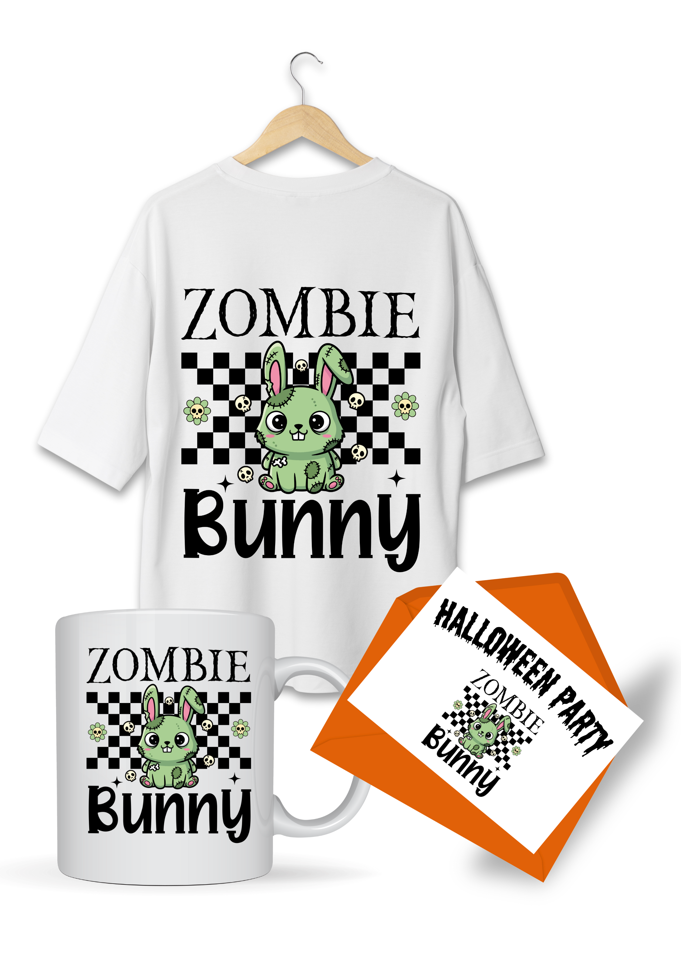 Halloween PNG-Zombie Bunny-transparent background-high resolution (300 DPI)