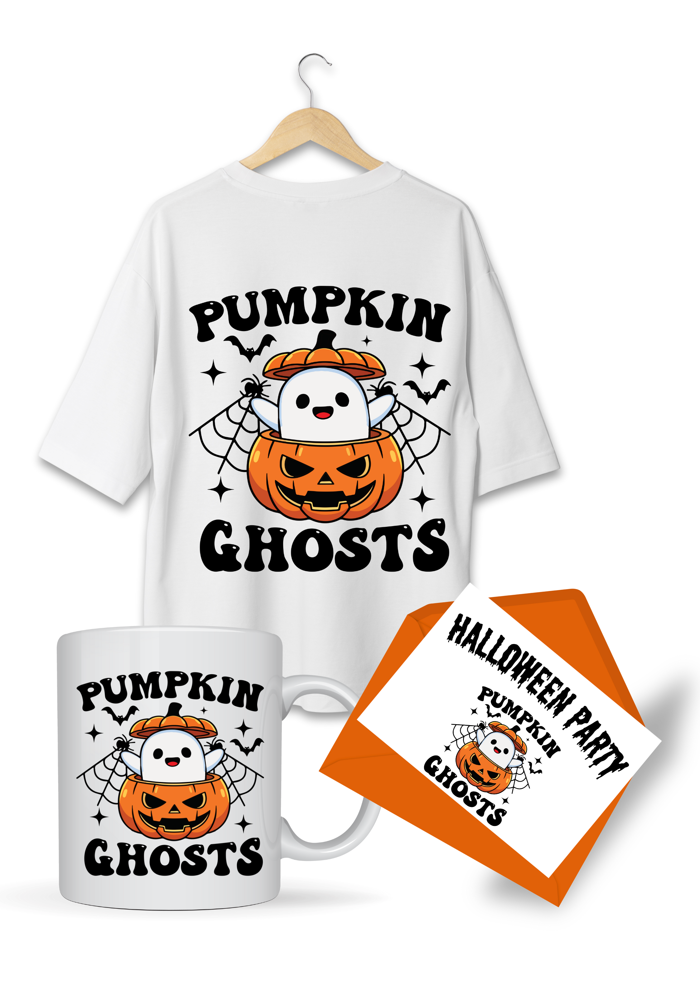 Halloween PNG-Pumpkin ghosts-transparent background-high resolution (300 DPI)