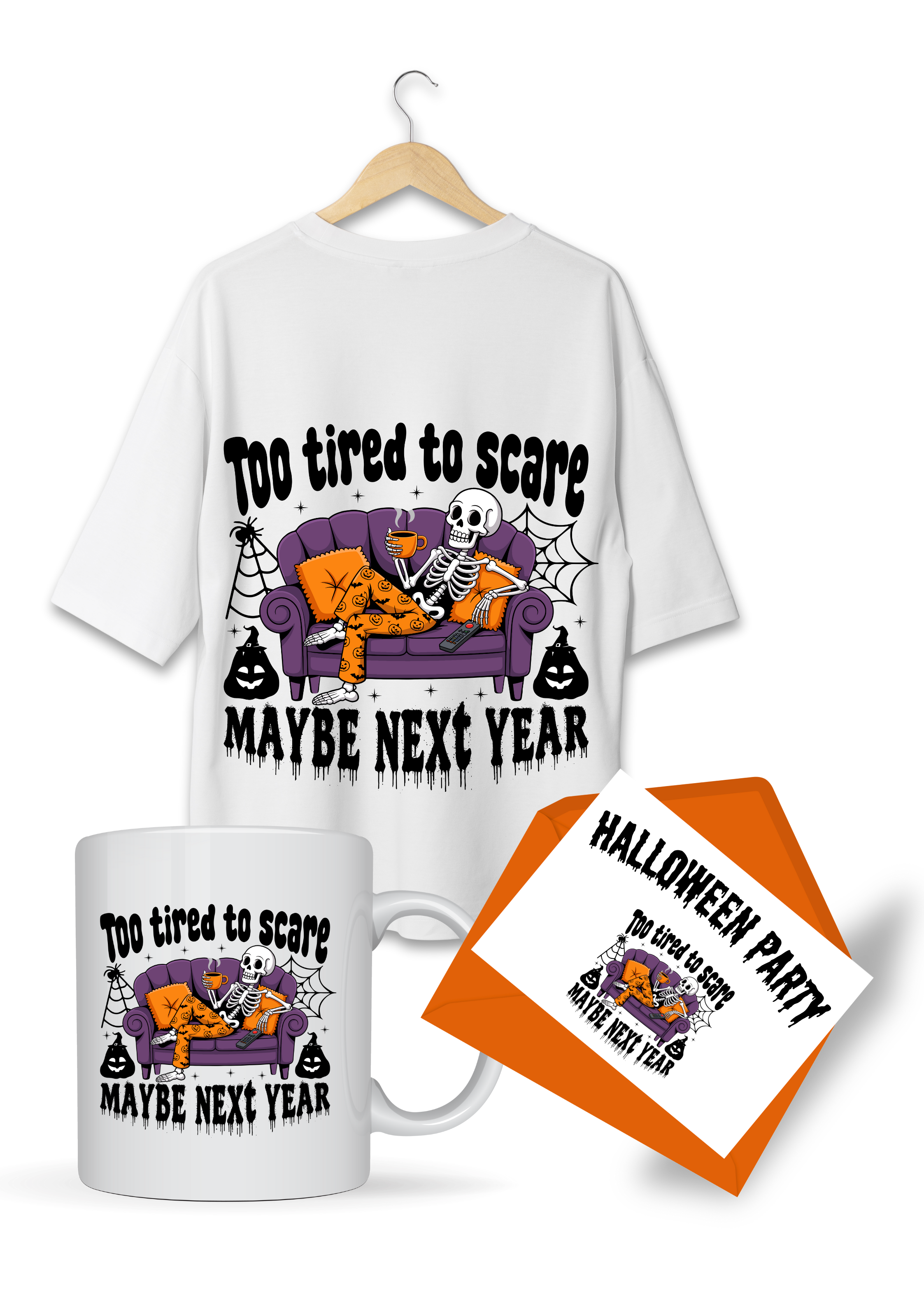 Halloween PNG-Too tired to be scare-transparent background-high resolution (300 DPI)